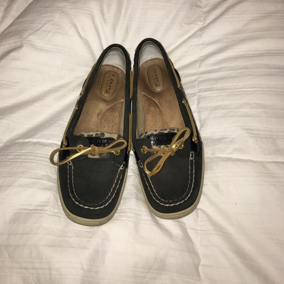 Black & cheetah print Sperrys