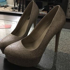 Charlotte Russe Champagne Glitter Heels