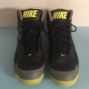 Black and Lime Green Nike High Tops