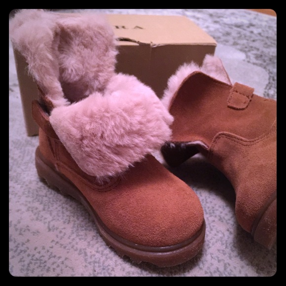 Zara genuine leather boots, shearling lined