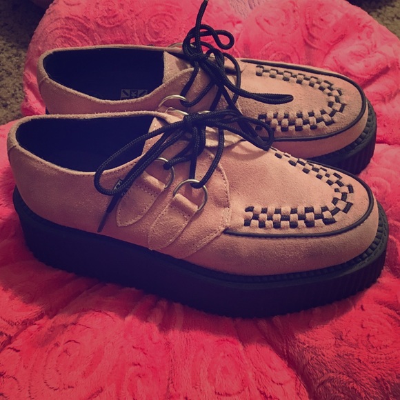 TUK Pink Suede Creeper platform Sneakers