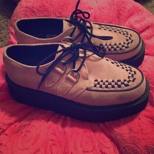 TUK Pink Suede Creeper platform Sneakers