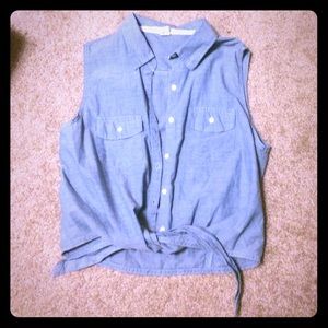 Collared button up crop top