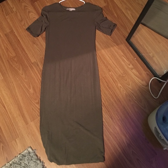Olive Green Midi Skater Dress