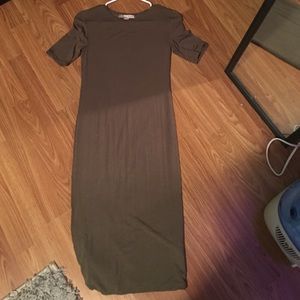 Olive Green Midi Skater Dress