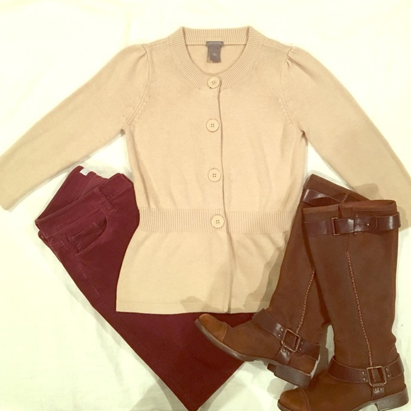 Ann Taylor Sweaters - Ann Taylor Tan Cardigan