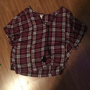 Plaid Tassle Crop Top