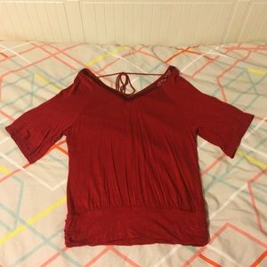 Red beaded blouse
