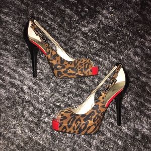 Red & Black Leopard Print Heels