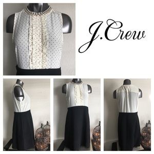 J Crew Black/Ivory Two-Piece Silk Baby Dot Dress