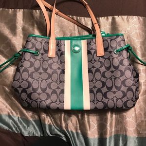 Coach Hand Bag with a pop of color