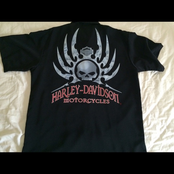 Tori Richards black Harley Davidson dress shirt - Picture 1 of 4