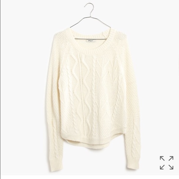SALE! Madewell Block-stitch cable sweater in white