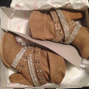 Rhinestone Studded Ankle Boots