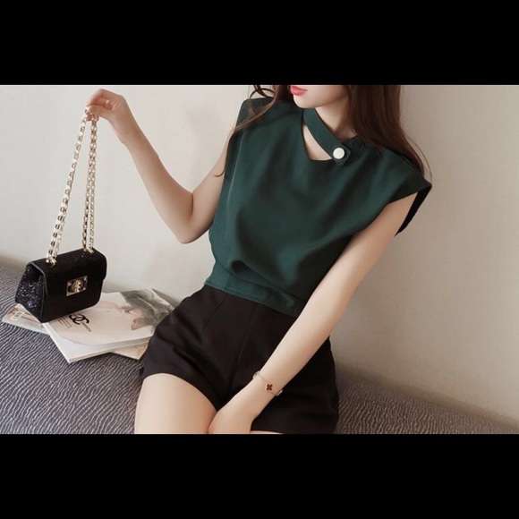 NWT navy green top