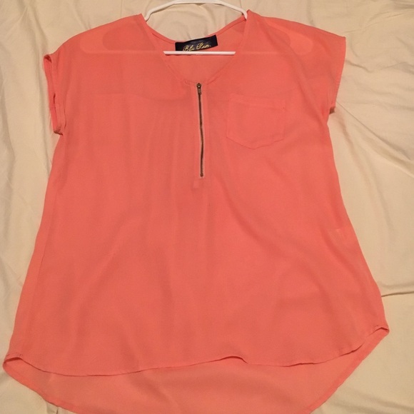 Peach Short Sleeve Blouse
