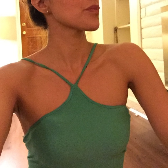 Green spaghetti strap racer back !