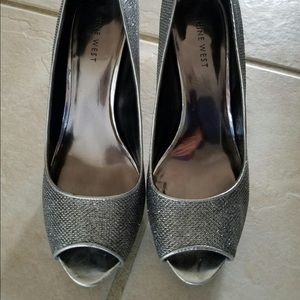 Nine West silver heels