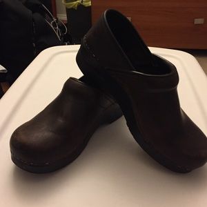 Dansko Professional dark brown leather clogs