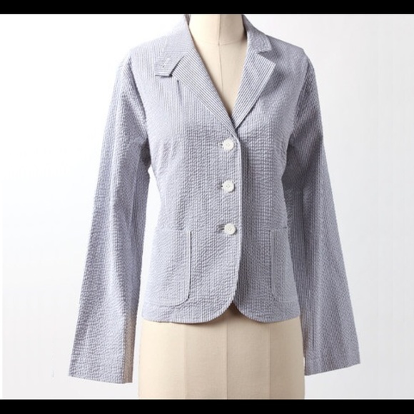 NWT Seersucker Blazer Navy Pinstripe