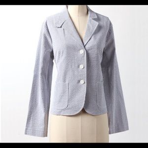 NWT Seersucker Blazer Navy Pinstripe
