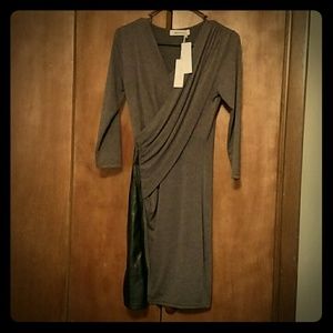 Faux Leather Detailed Dress