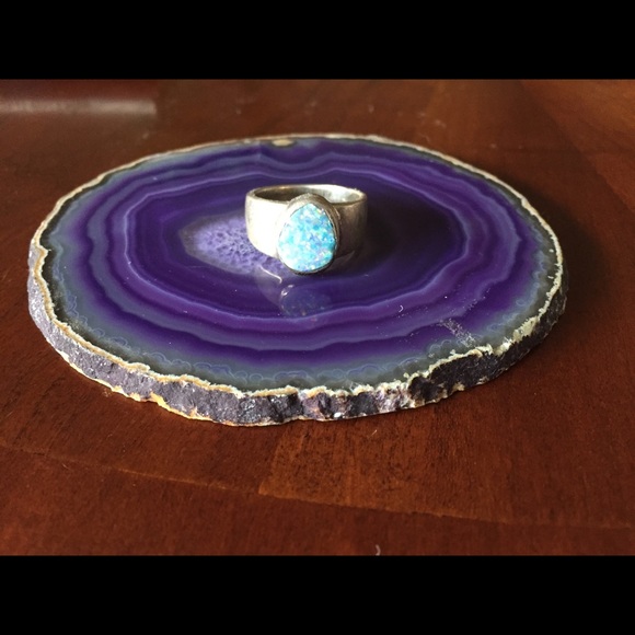 Blue opal band ring