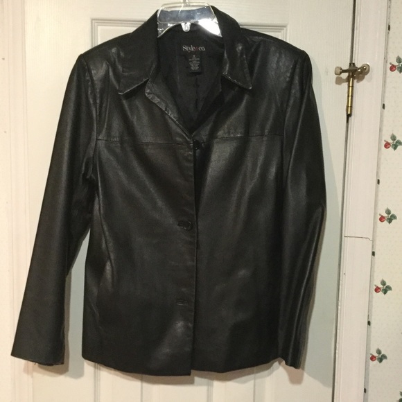 Style & Co. Jackets & Blazers - Style & Co. black leather jacket medium