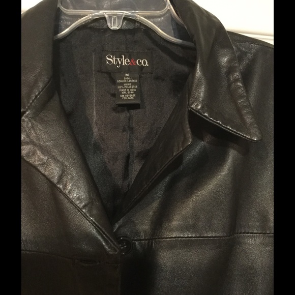Style & Co. black leather jacket medium - Picture 2 of 3
