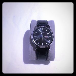 Citizen Black Leather Band Wrist Watch