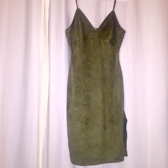 Olive suede dress