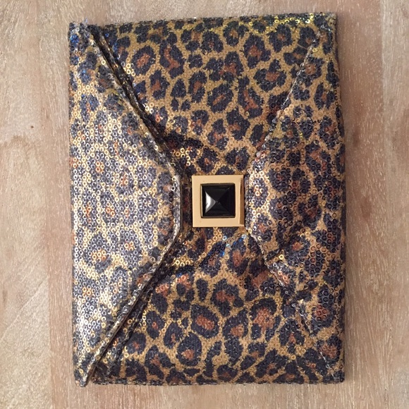 Kara Ross Sequin Leopard Clutch