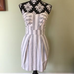 BCBGeneration grey and white striped linen dress