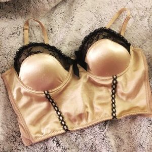 Gold & Black Satin Bustier
