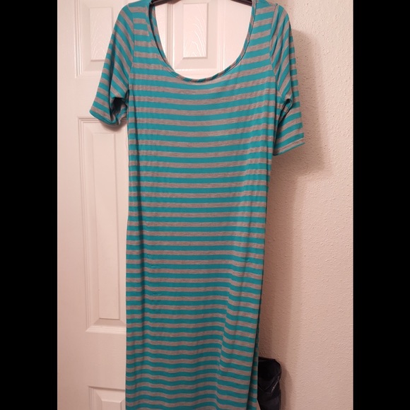 Teal/Gray T shirt type Maxi Dress