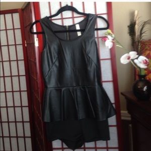 Peplum leather romper
