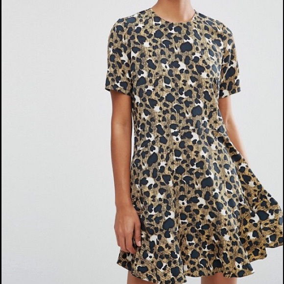 ASOS Drop Waist Dress in Animal Print