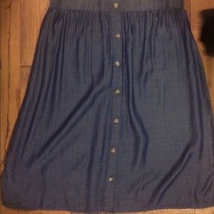 Chambray midi skirt