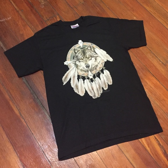 Black tee with graphic printed on Hanes