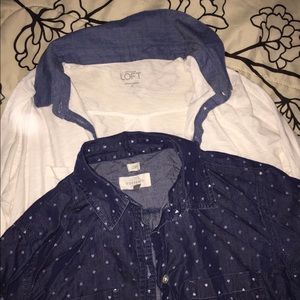 Ann Taylor LOFT XS chambray button down shirts