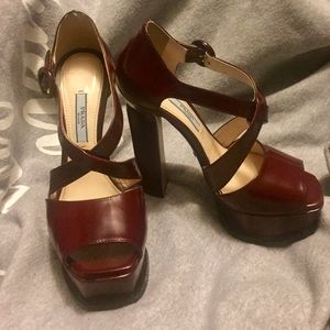 PRADA Maroon Platform Sandals size 6.5