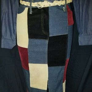 Monteau Patchwork Denim Skirt Sz..Small