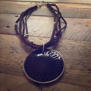 Silpada Leather and Sterling Necklace w Shell