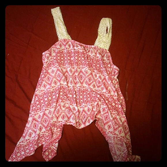 Pink Cream Lace Tank Top