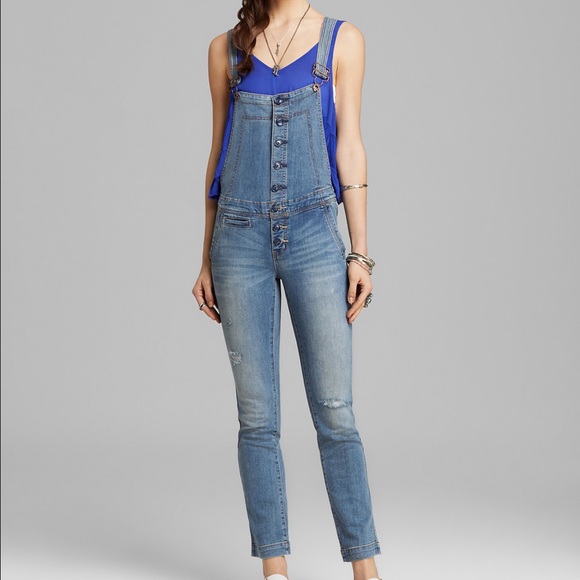 Free People Button Front Overalls in True Wash