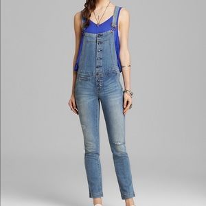 Free People Button Front Overalls in True Wash