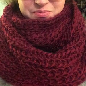 Cranberry chunky knit infinity scarf