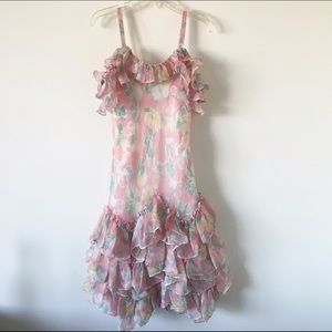 RL Girls Ruffled Pink Floral Dress