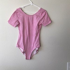 H&M gingham pink leotard.