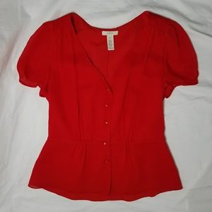 J.CREW | RED SILK BLOUSE